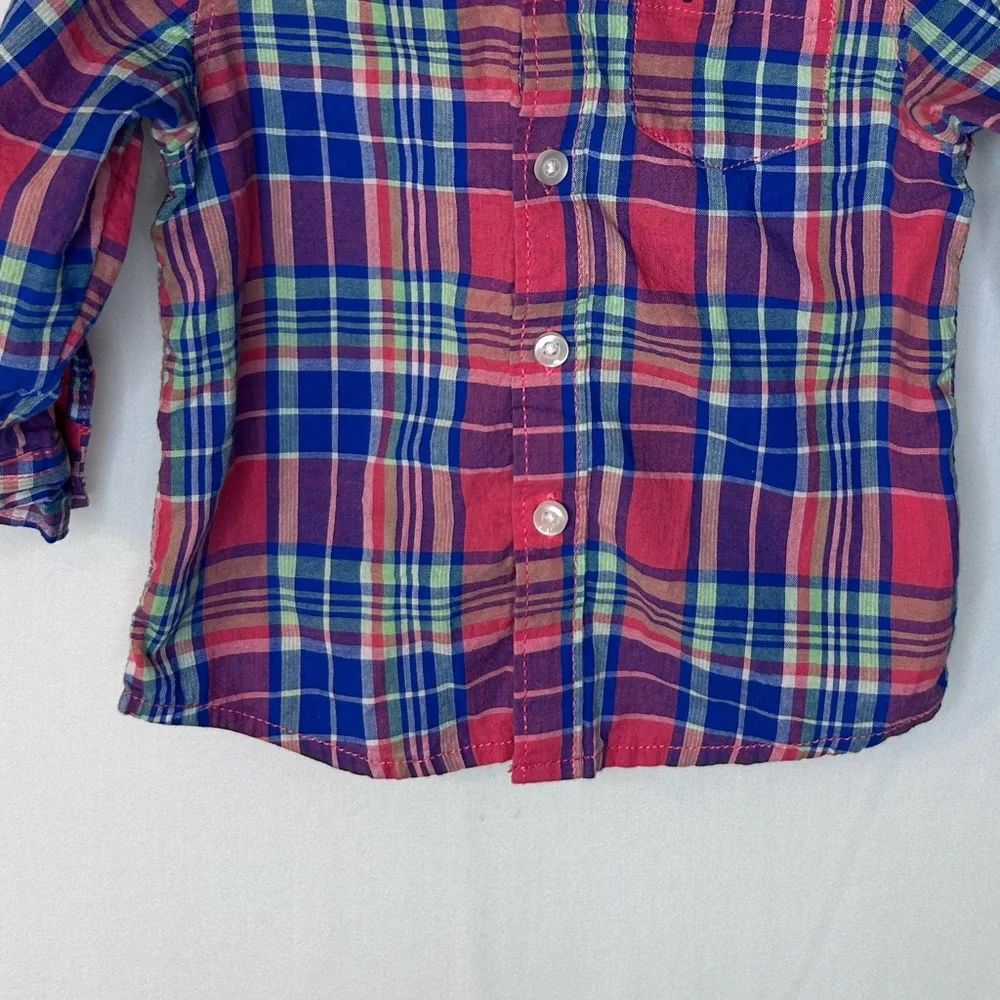 Carter's Red and Blue Plaid Button Down Shirt Boy’s Size 9M